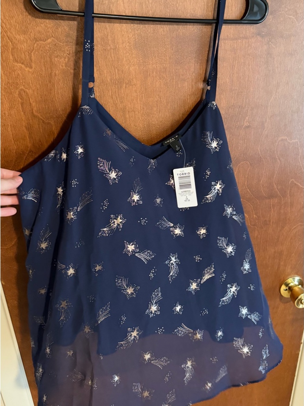 ✨ 2/$25 or 3/$30 SALE -  Torrid Navy Metallic Star & Shooting Star Chiffon Cami